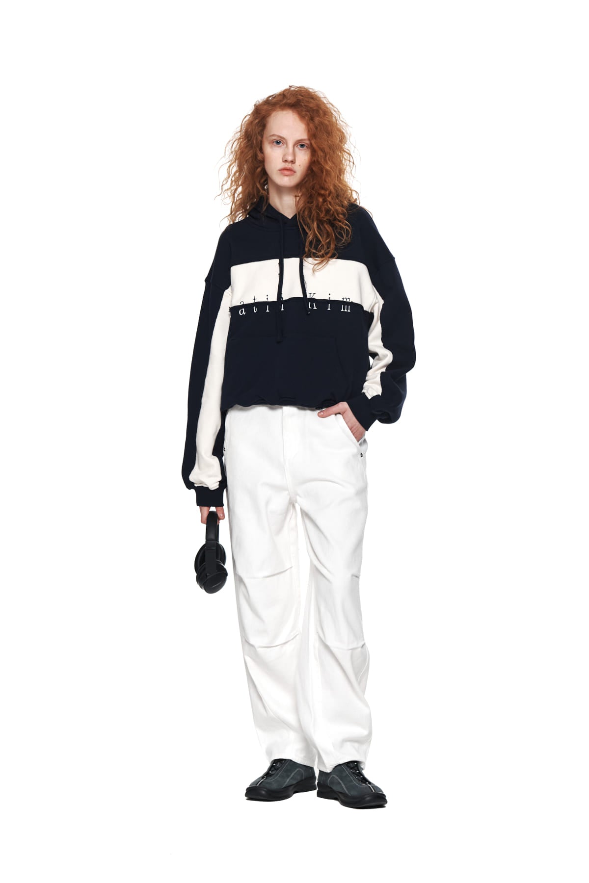 Matin Kim - Cutted Logo Hoody (Navy) product image 8 | TRAB K-Fashion Australia