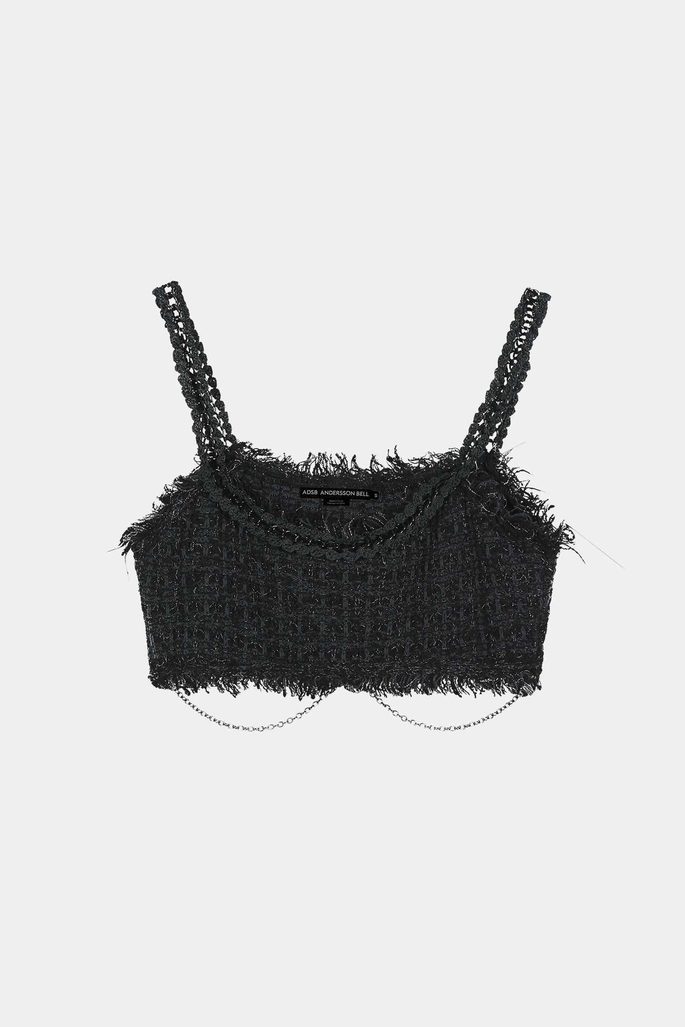 Andersson Bell - Raw Chain-Edge Tweed Bralette (black) (Black) product image 8 | TRAB K-Fashion Australia