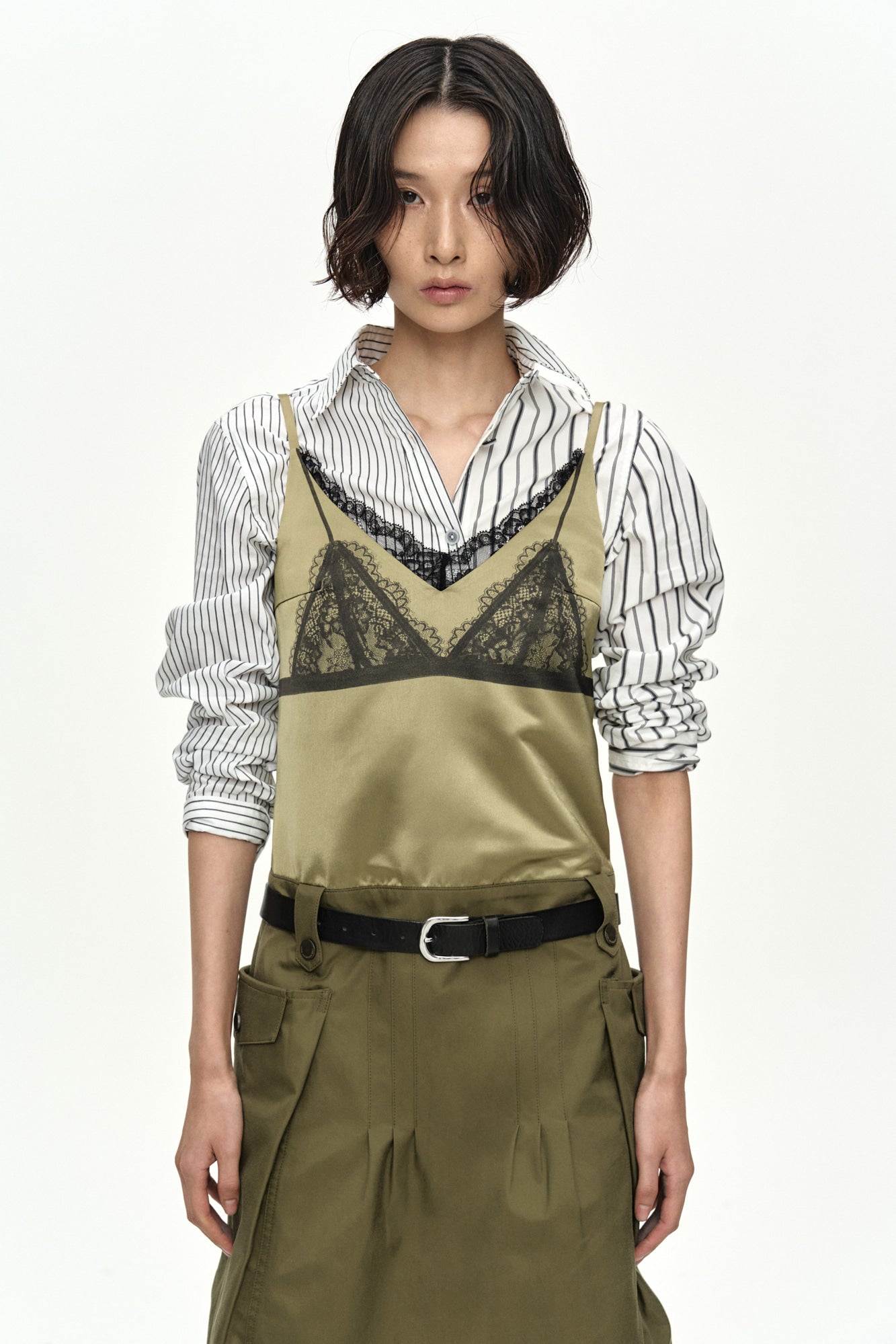 Andersson Bell - Lace Bra Printed Cargo Dress (Khaki) product image 4 | TRAB K-Fashion Australia