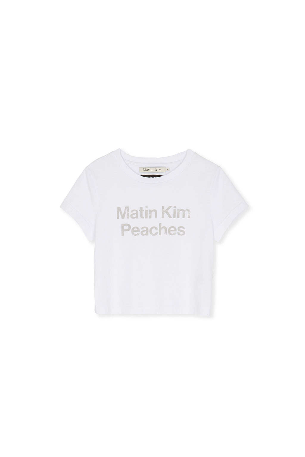 Matin Kim - Peaches Logo Graphic Crop Top (White) product image 15 | TRAB K-Fashion Australia