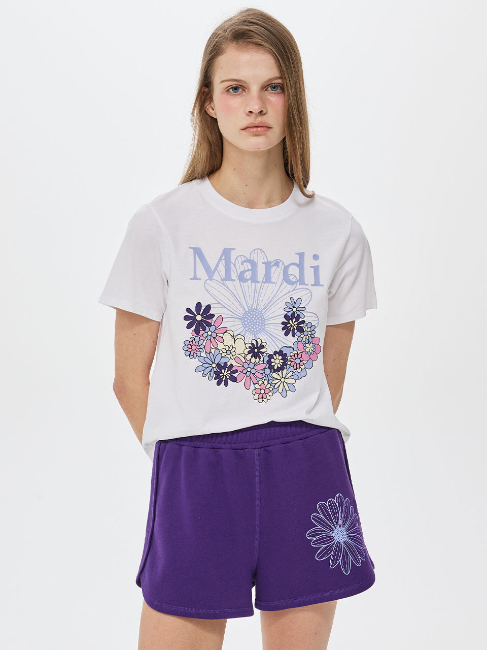 Mardi Mercredi - [Pre-Order – Ships August 14] Slim Tshirt Flowermardi Jardin Vvd (White Lilac) product image 1 | TRAB K-Fashion Australia