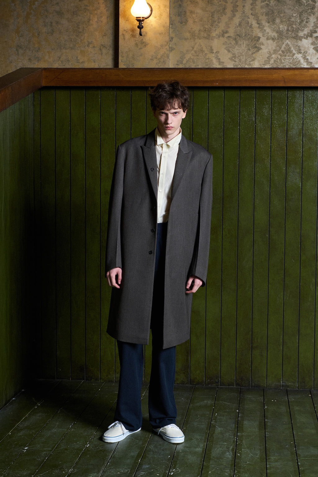 STU - Slanted 3 Button Wool Single Coat (Grey) product image 1 | TRAB K-Fashion Australia