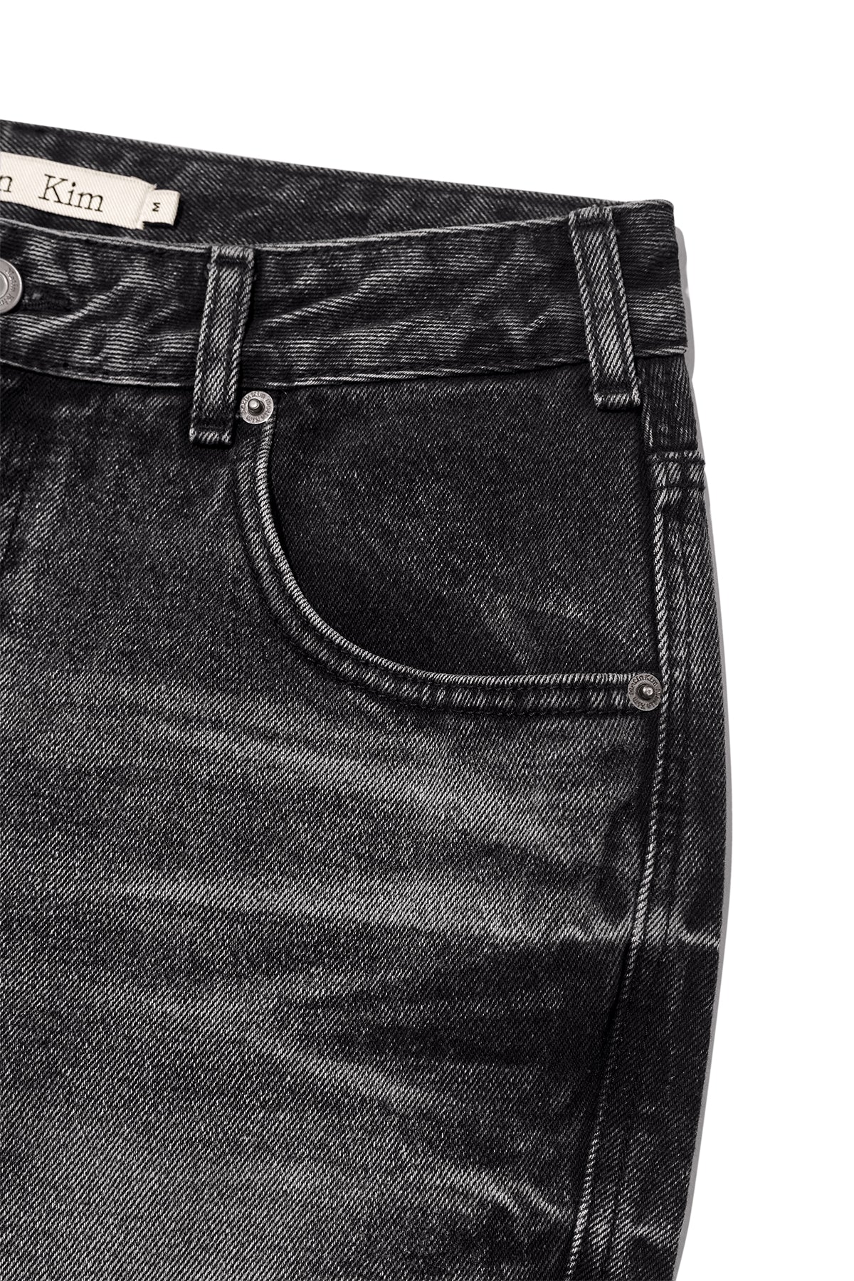 Matin Kim - Deep Washed Semi Boots Cut Denim Pants (Charcoal) product image 4 | TRAB K-Fashion Australia