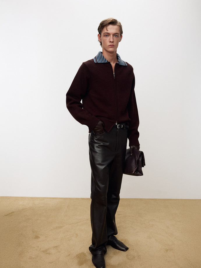 Tonywack - Contrast Collar Full-Zip Blouson (Brown) product image 1 | TRAB K-Fashion Australia