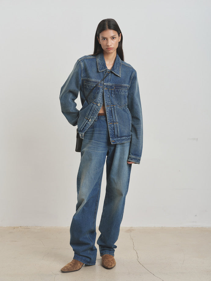 Tonywack - Denim Blouson Jacket (Mid Blue) product image 2 | TRAB K-Fashion Australia