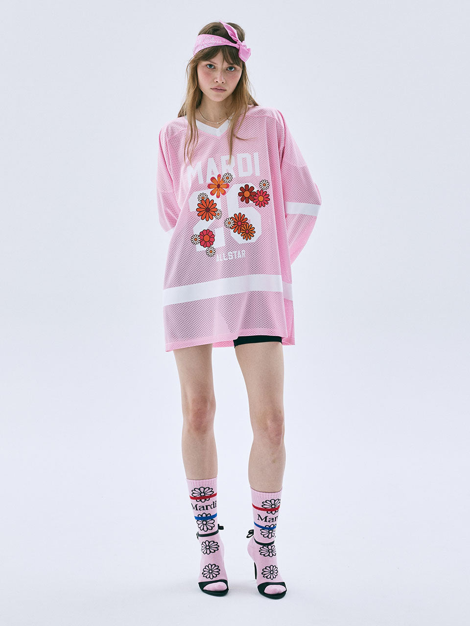 Mardi Mercredi - Mesh Jersey Top Long Sleeve Blossom (Pink) product image 1 | TRAB K-Fashion Australia