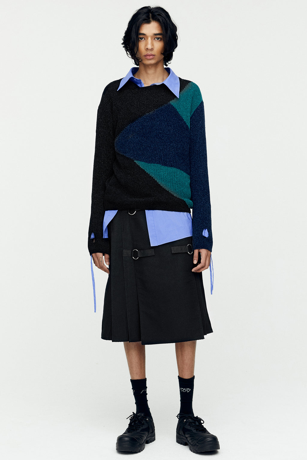 Andersson Bell - Fite Crew-Neck Sweater (Black/Blue) product image 2 | TRAB K-Fashion Australia