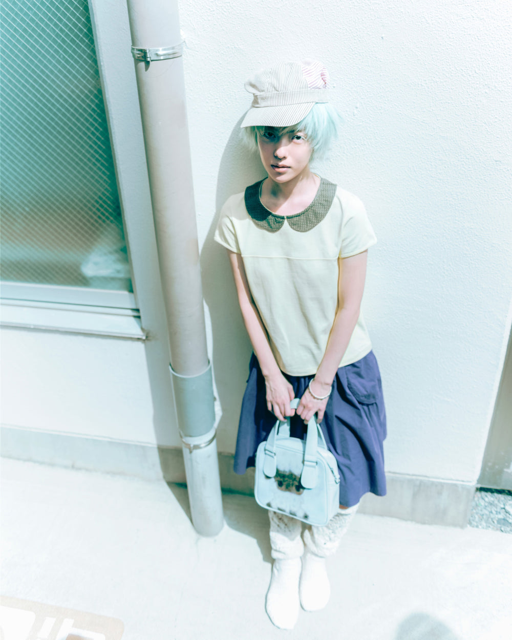 Coyseio - Striped Pintuck Puff Cap (Pink) product image 3 | TRAB K-Fashion Australia