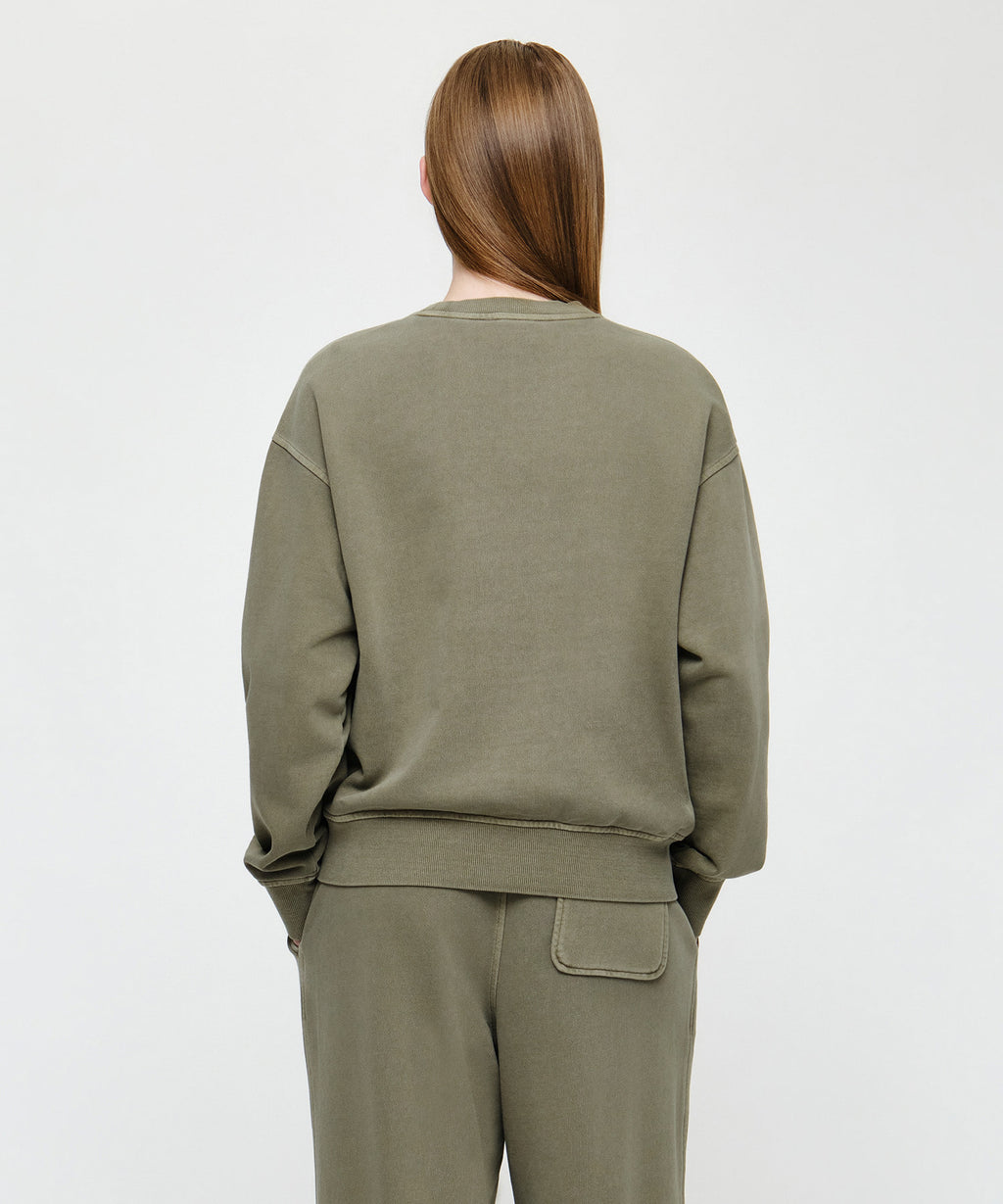 Marithe & Francois Girbaud - Crack Classic Logo Dyeing Oversized Sweatshirt (Khaki) product image 3 | TRAB K-Fashion Australia