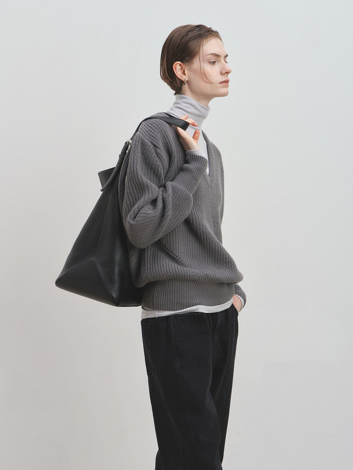 Tonywack - Merino Wool V-Neck Oversized Sweater (Grey) product image 6 | TRAB K-Fashion Australia