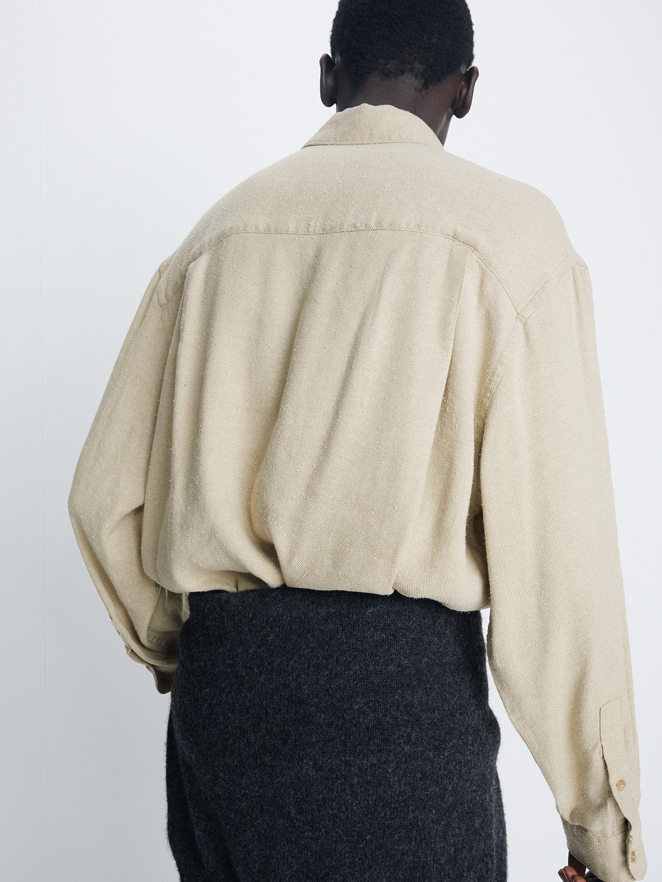 Tonywack - Brushed Silk Linen Utility Shirt (Sand) product image 6 | TRAB K-Fashion Australia