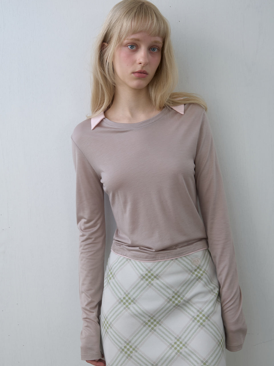 Kijun - Essential Check Mini Skirt (Olive Green) product image 7 | TRAB K-Fashion Australia