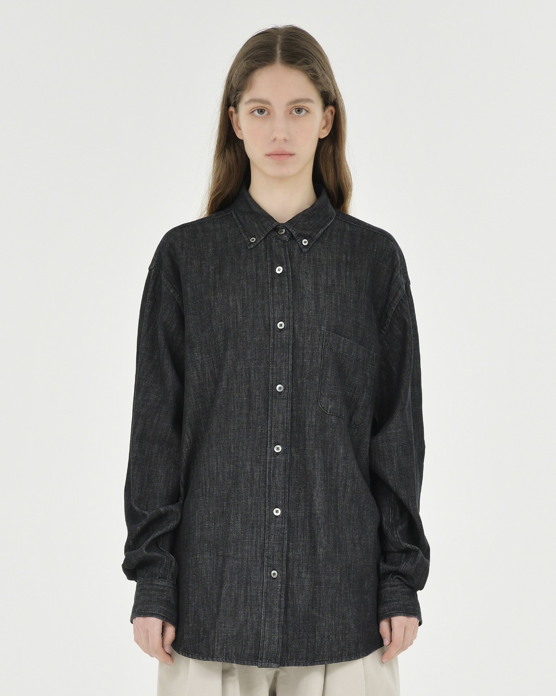 Brownyard - Button Down Denim Shirt (Black) product image 1 | TRAB K-Fashion Australia
