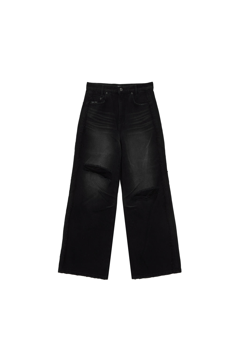 Matin Kim - Big Damage Brush Denim Pants (Black) product image 1 | TRAB K-Fashion Australia