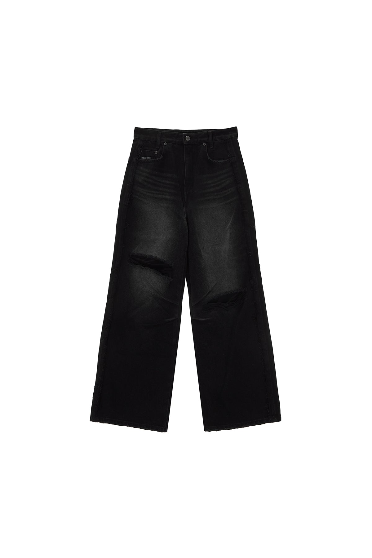 Matin Kim - Big Damage Brush Denim Pants (Black) product image 1 | TRAB K-Fashion Australia