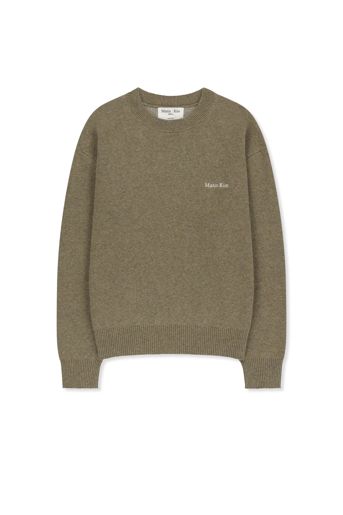 Matin Kim - Calligraphy Back Logo Knit Pullover (Khaki) product image 12 | TRAB K-Fashion Australia