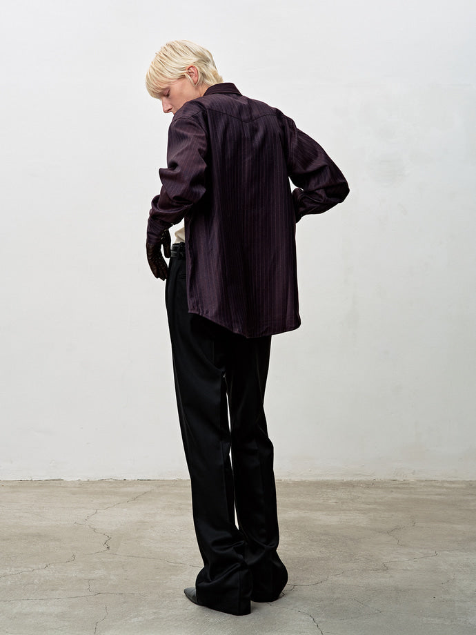 Tonywack - Striped Wool Western Shirt (Dark Burgundy) product image 5 | TRAB K-Fashion Australia