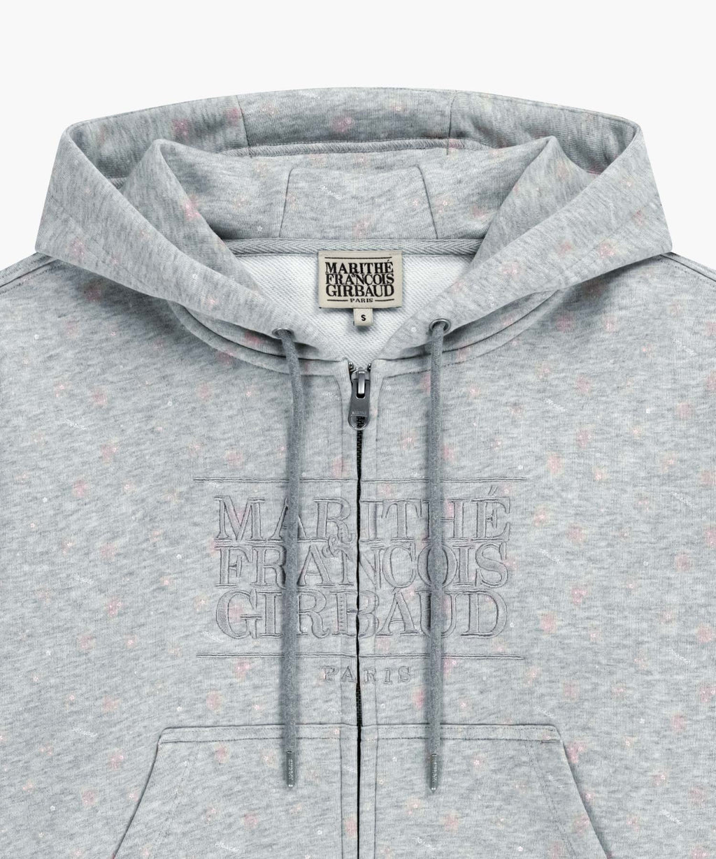 Marithe & Francois Girbaud - Classic Logo Crop Hoodie Zipup (Heather Gray) product image 3 | TRAB K-Fashion Australia
