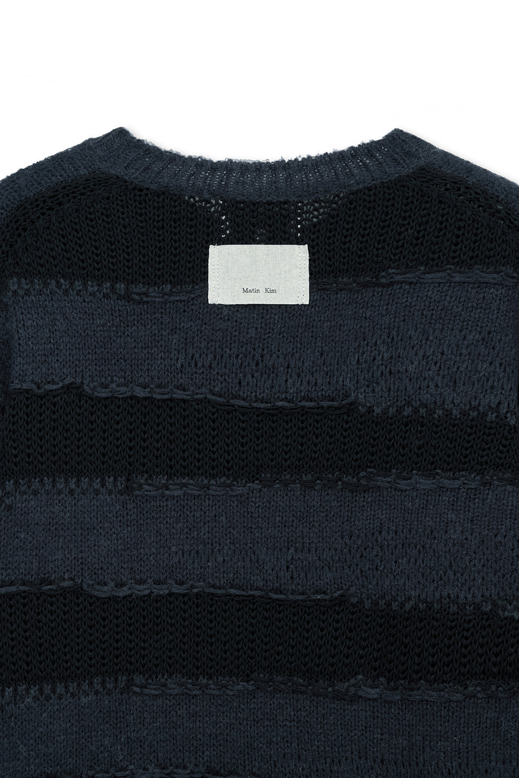 Matin Kim - Texture Block Stripe Knit Pullover (Navy) product image 4 | TRAB K-Fashion Australia