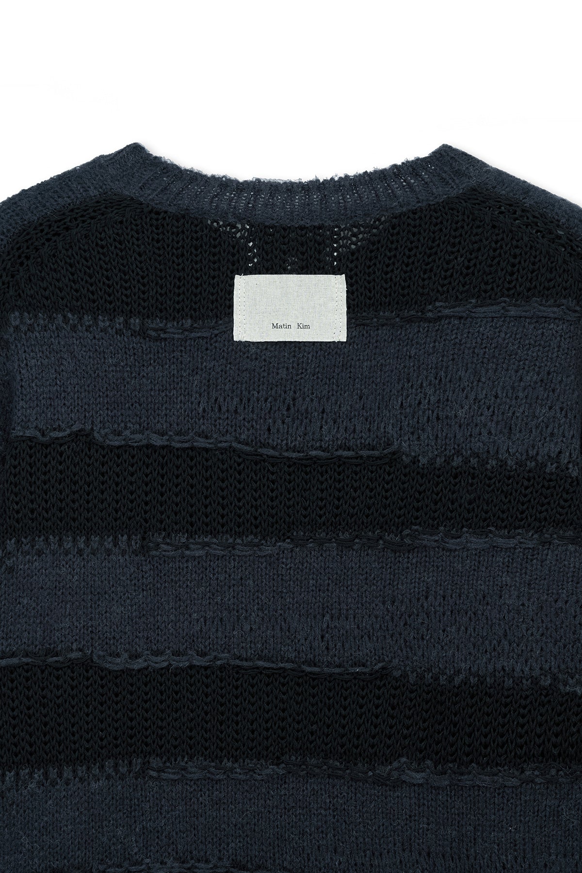Matin Kim - Texture Block Stripe Knit Pullover (Navy) product image 4 | TRAB K-Fashion Australia