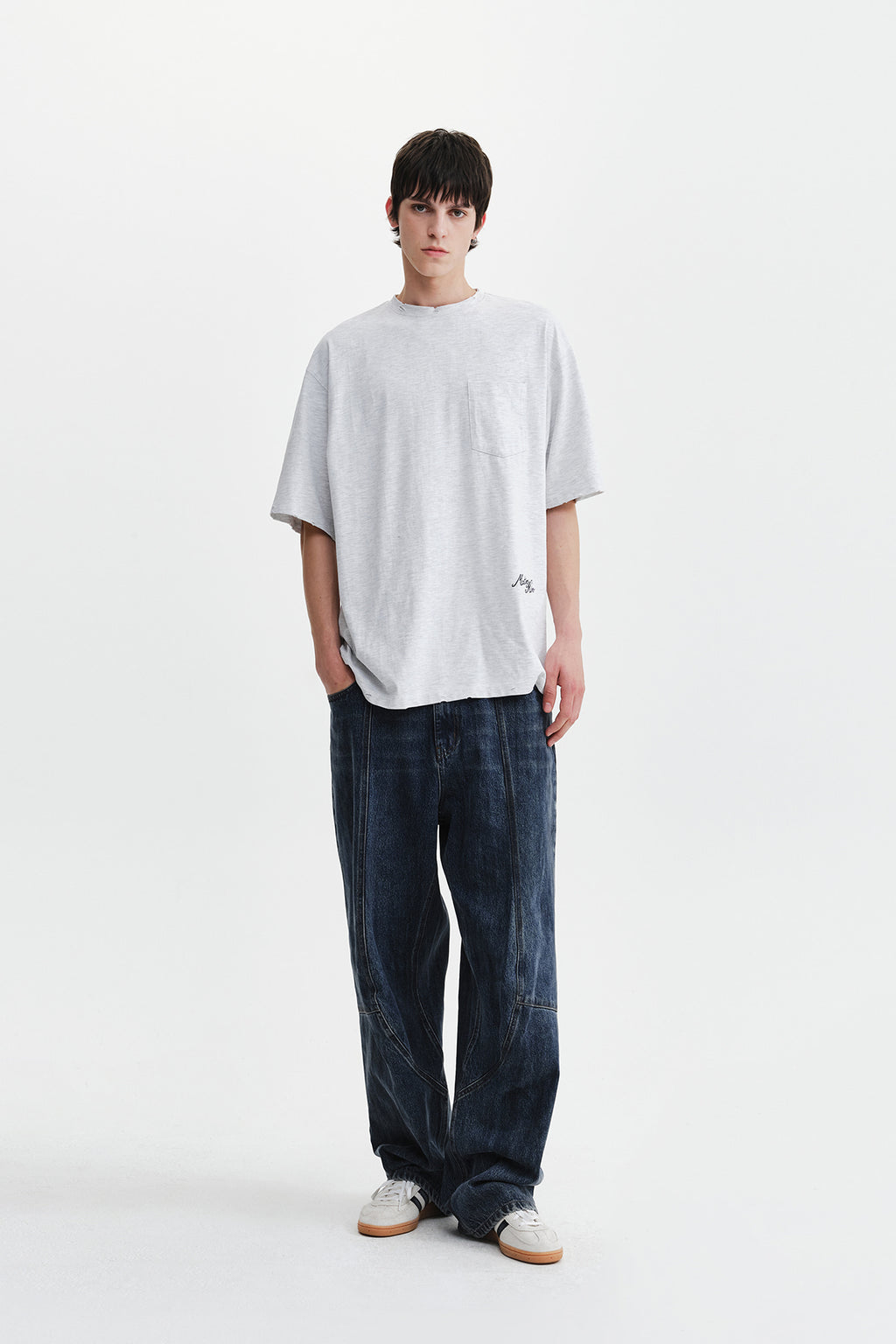Matin Kim - Curved Seam Straight Denim Pants (Blue) product image 10 | TRAB K-Fashion Australia