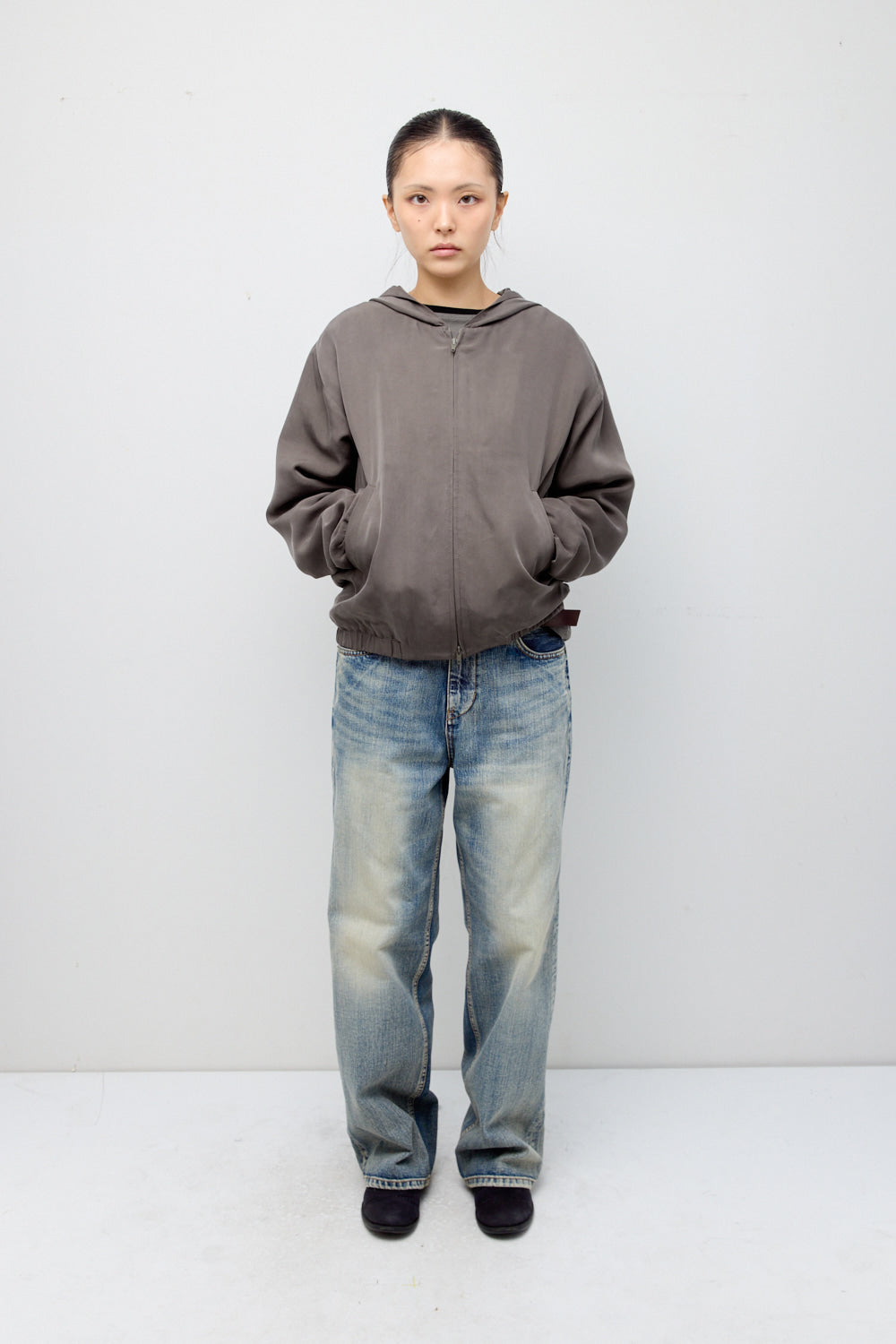 Hatchingroom - Cupro Hoodie Jacket (Mocha) product image 5 | TRAB K-Fashion Australia