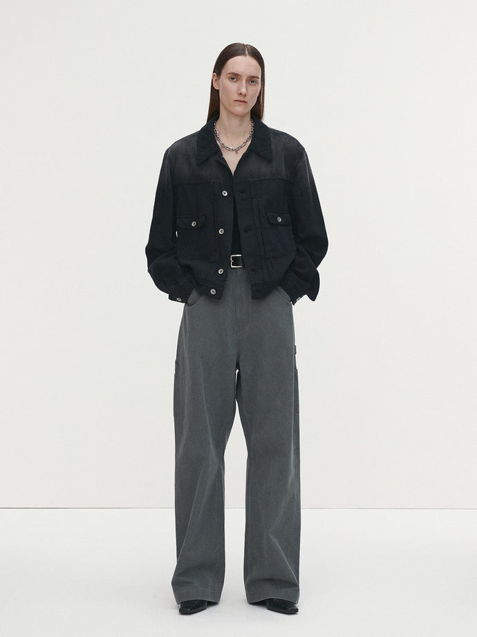 Tonywack - Cotton Linen Garment-Dyed Trucker Jacket (Faded Black) product image 1 | TRAB K-Fashion Australia