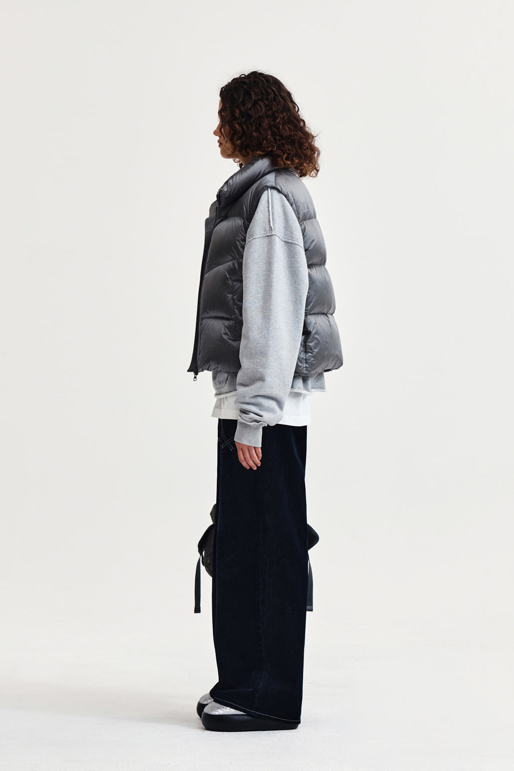 Matin Kim - Unbalance Quilted Down Vest (Grey) product image 6 | TRAB K-Fashion Australia
