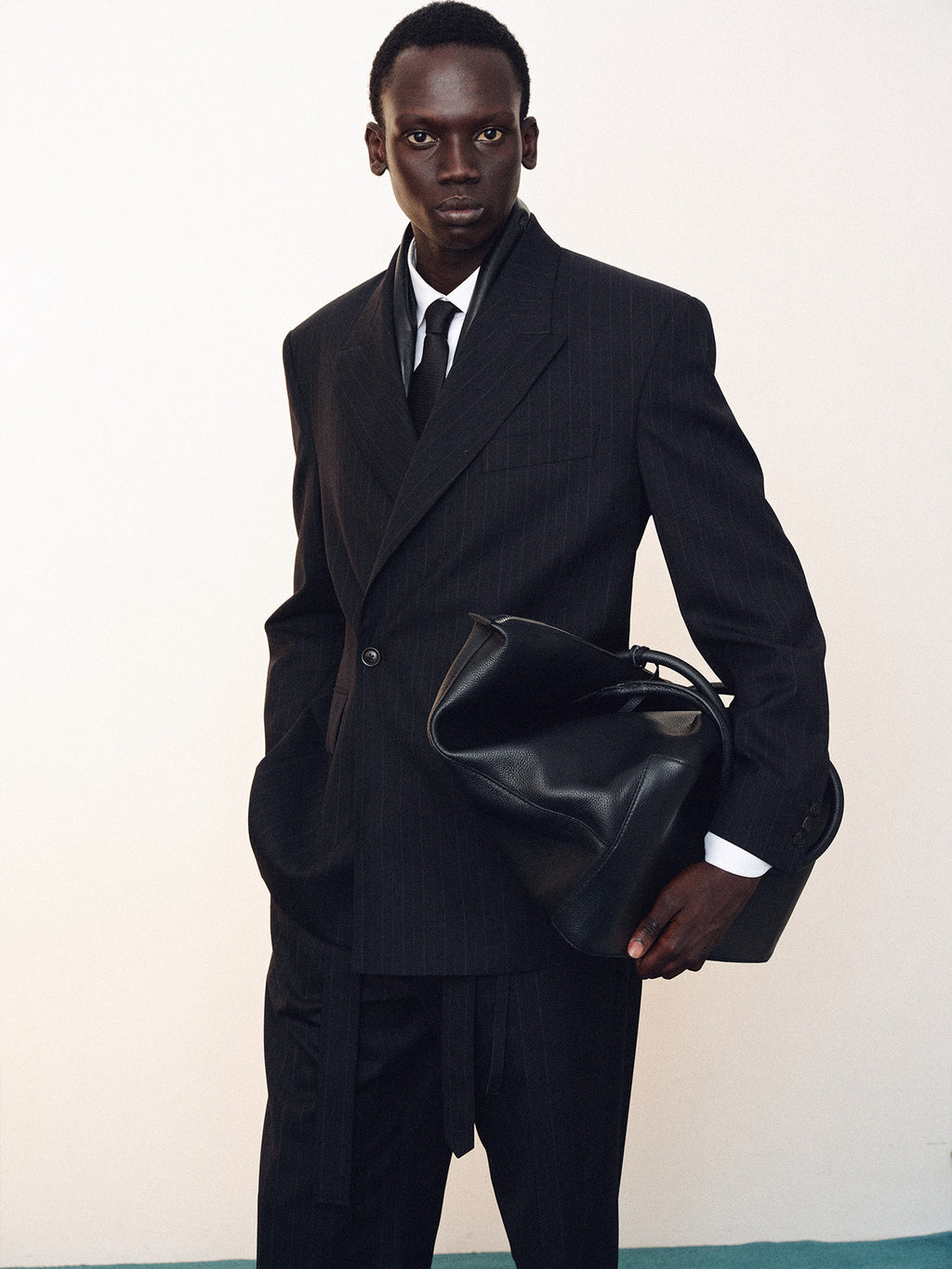 Tonywack - Pinstriped Wool Tailored Wrap Blazer (Black Pinstripe) product image 8 | TRAB K-Fashion Australia