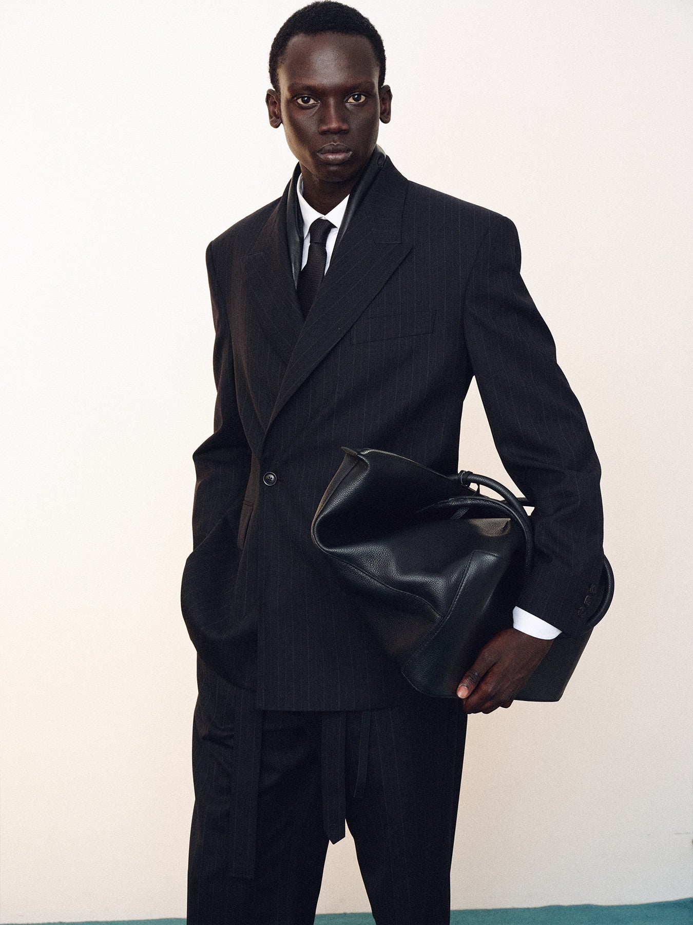 Tonywack - Pinstriped Wool Tailored Wrap Blazer (Black Pinstripe) product image 8 | TRAB K-Fashion Australia