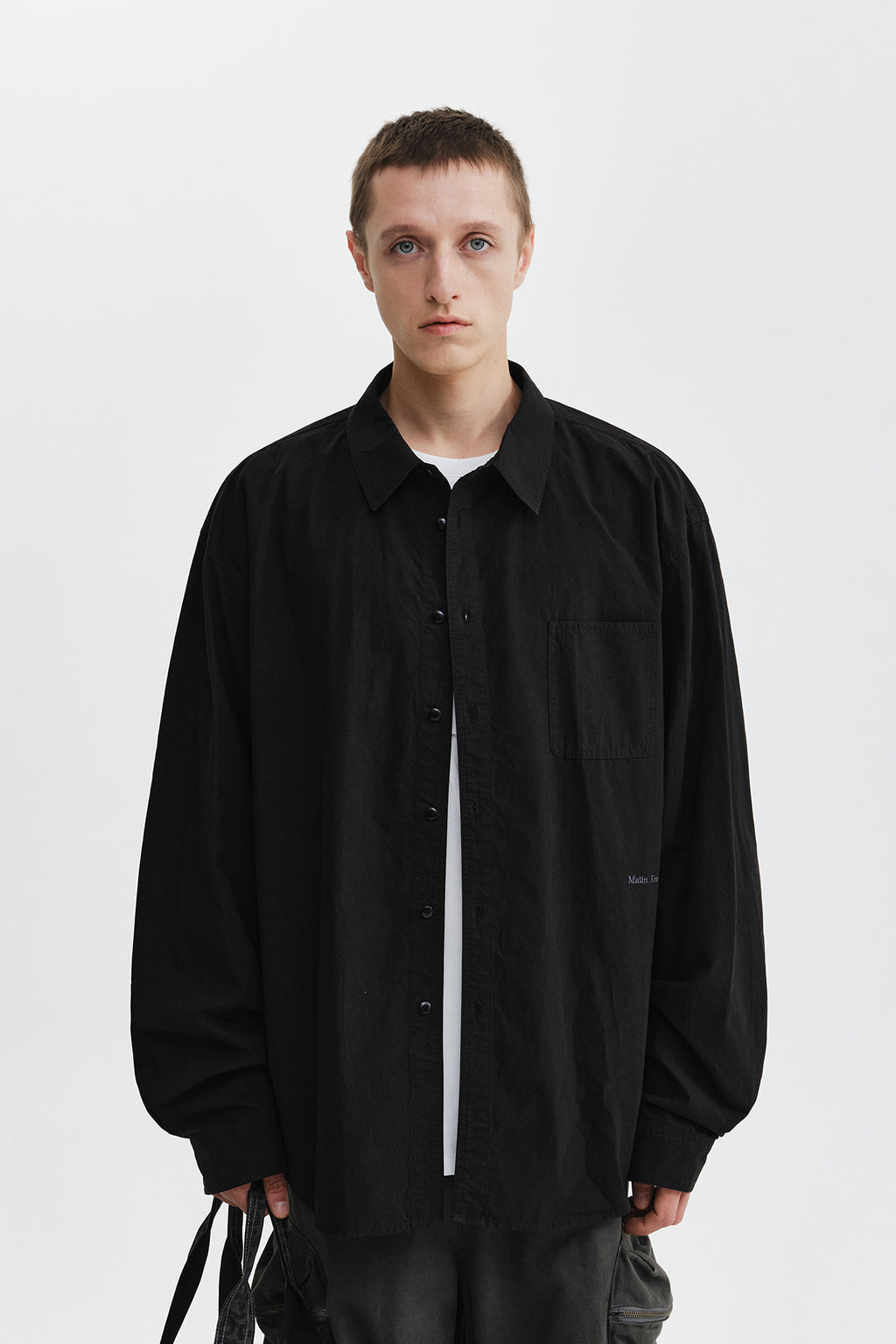 Matin Kim - Washed Cotton Pocket Shirt (Black) product image 6 | TRAB K-Fashion Australia