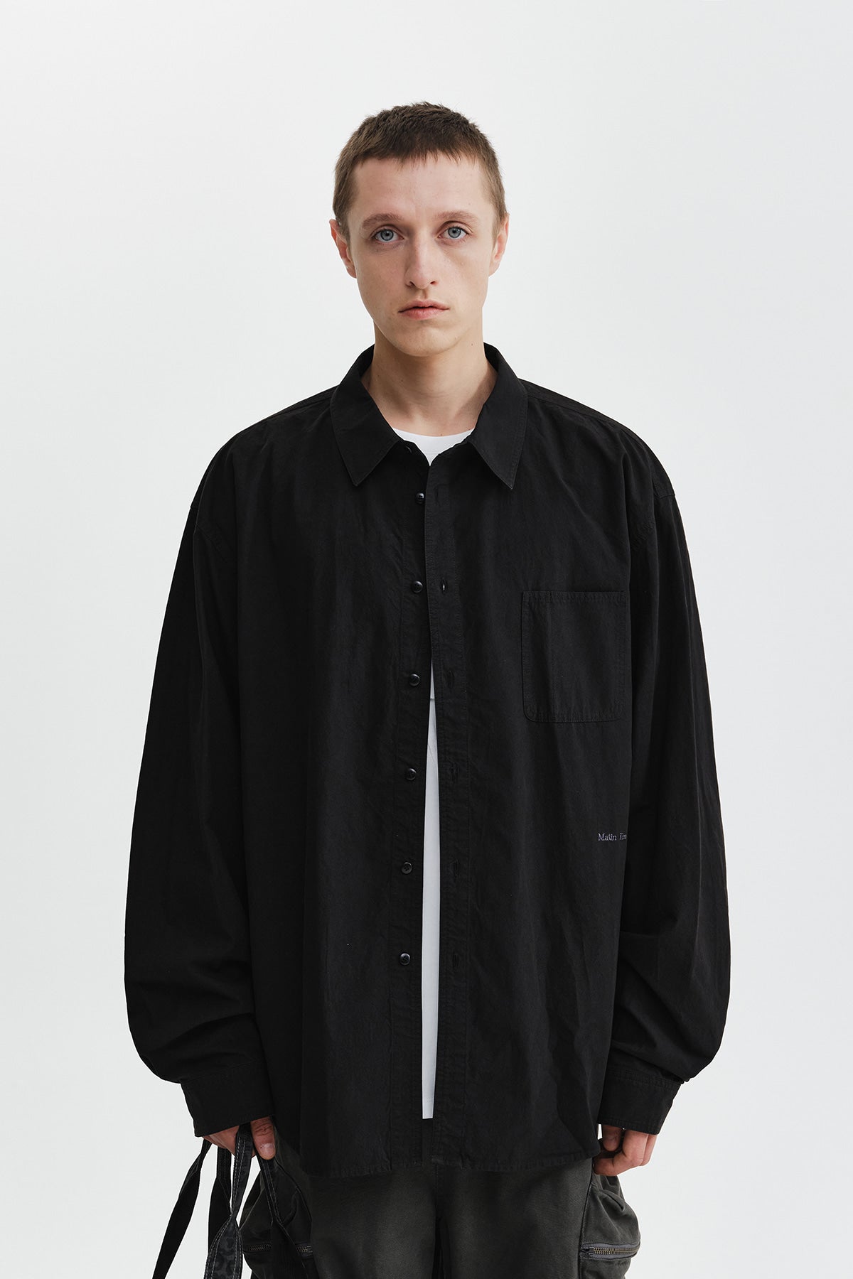 Matin Kim - Washed Cotton Pocket Shirt (Black) product image 6 | TRAB K-Fashion Australia