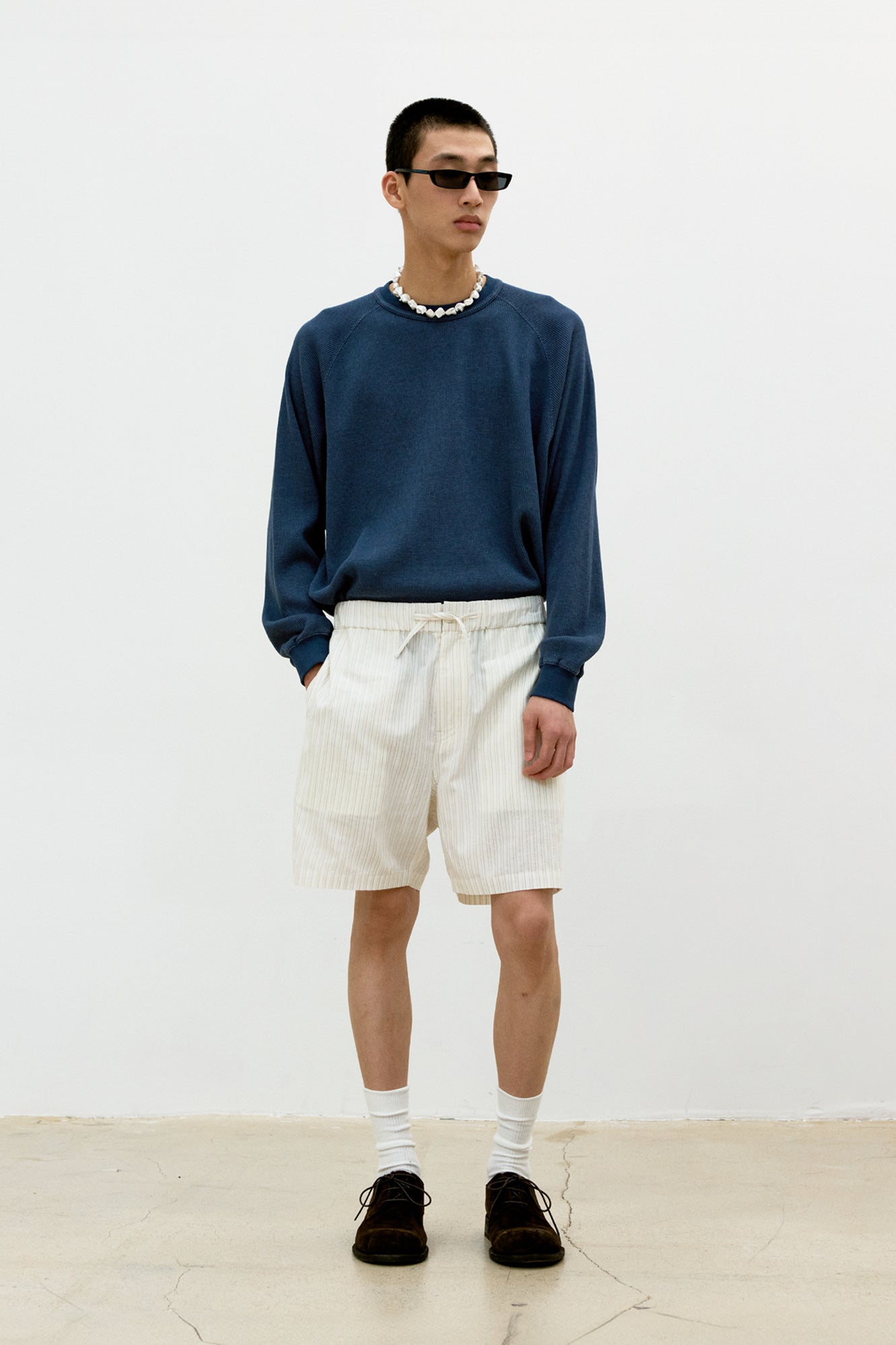 Coor - Garment Dying Waffle Raglan Long Sleeve T-Shirt (Deep Navy) product image 2 | TRAB K-Fashion Australia