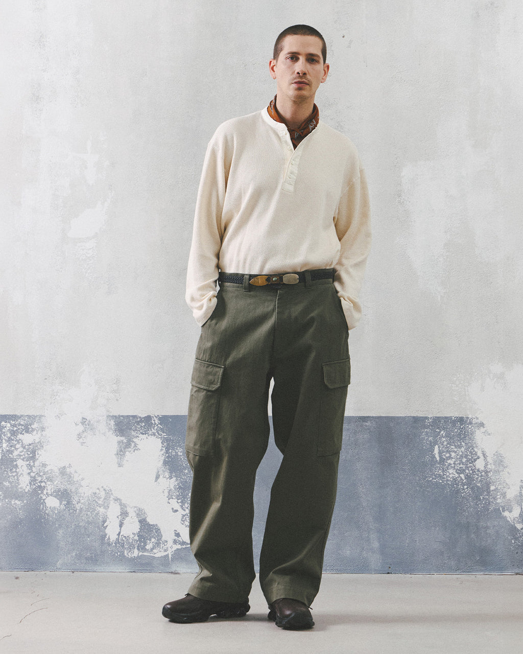 Eastlogue - Anchor Line Henley Neck L.s T-shirts (Cream) product image 5 | TRAB K-Fashion Australia