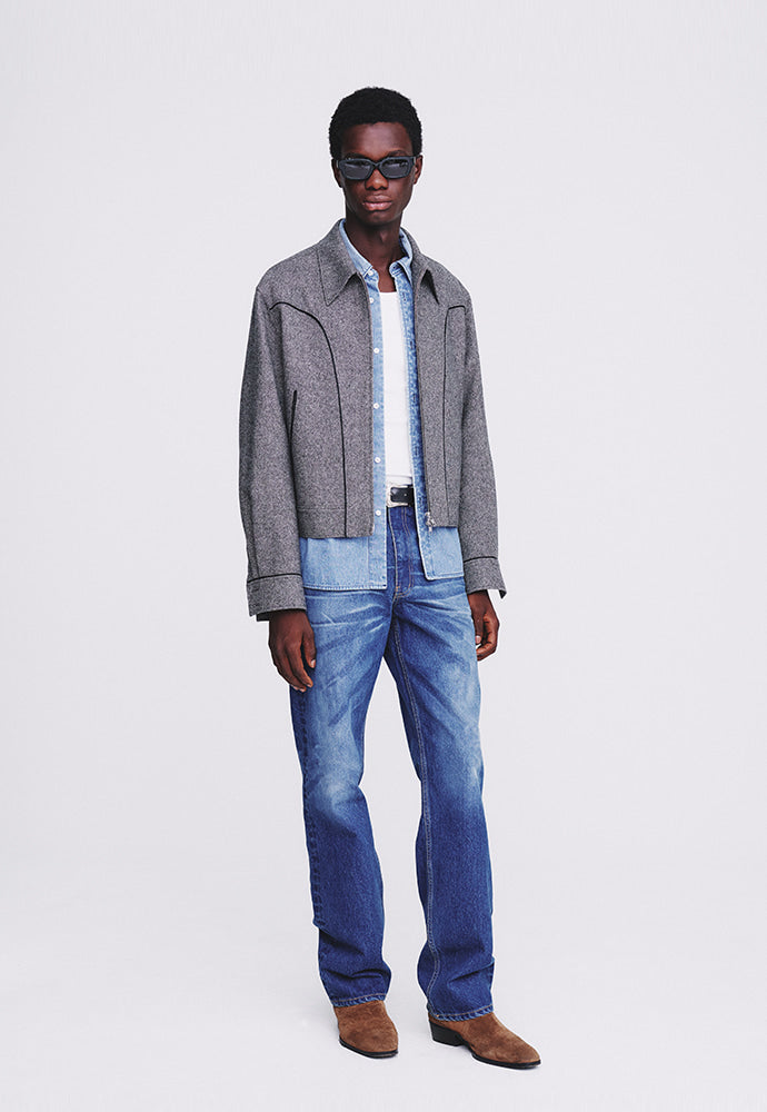 Tonywack - Caviar Wool Flannel Piping Western Jacket (Tweed Grey) product image 3 | TRAB K-Fashion Australia