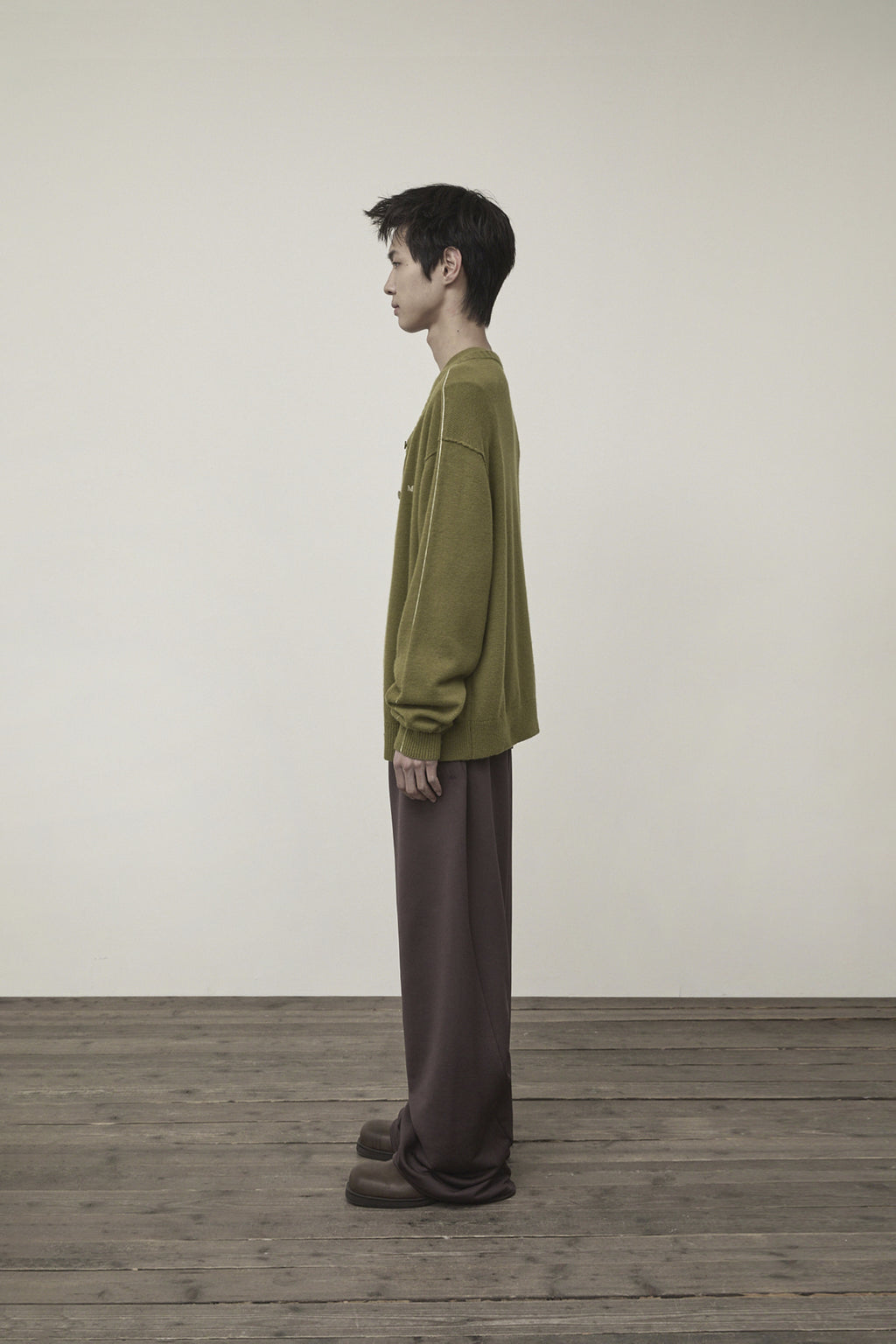 Matin Kim - Cashmere Blended Round Knit Cardigan (Olive) product image 11 | TRAB K-Fashion Australia