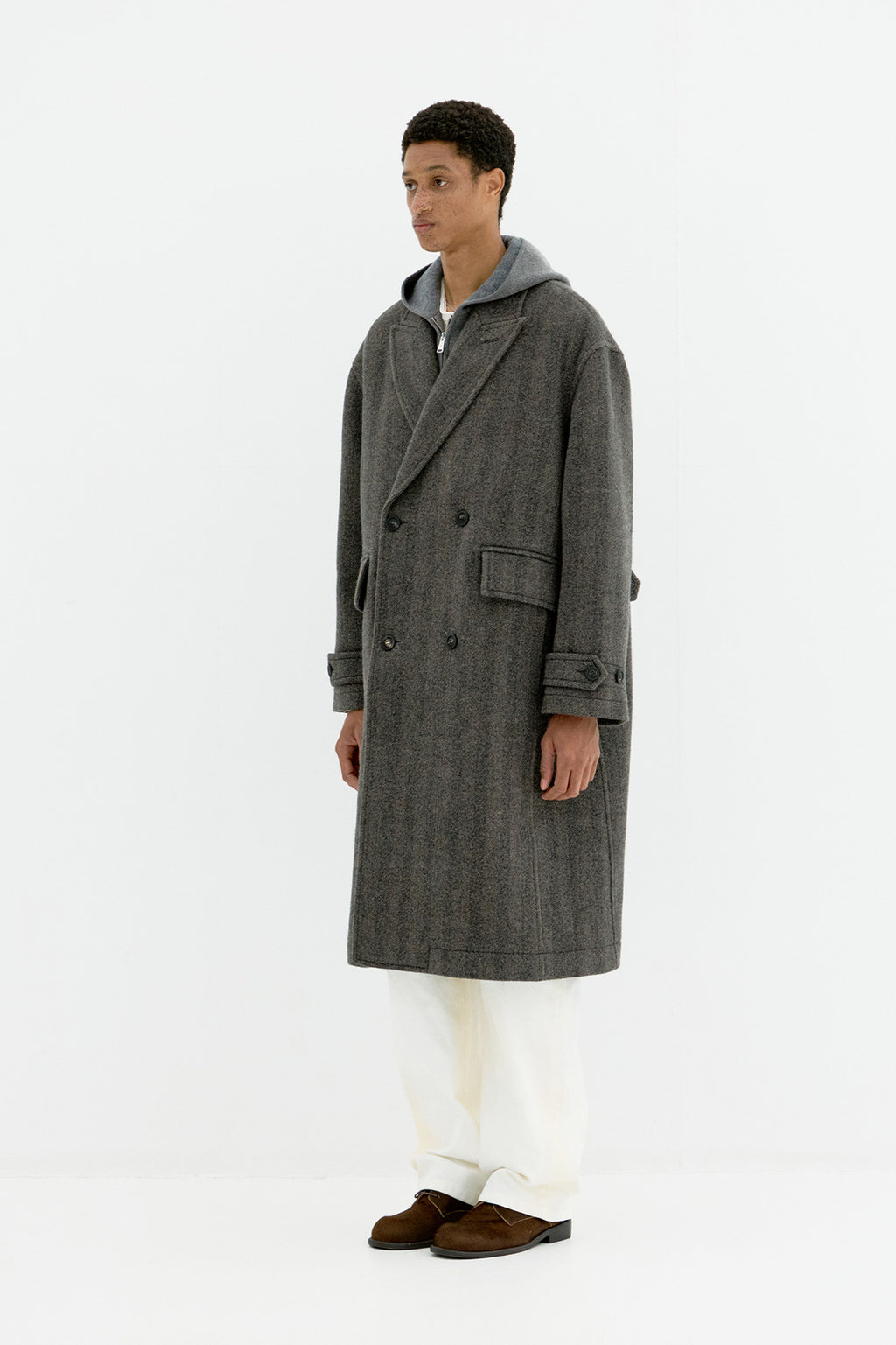 Coor - Classy Herringbone Twill Heavy Coat (Melange Brown) product image 3 | TRAB K-Fashion Australia