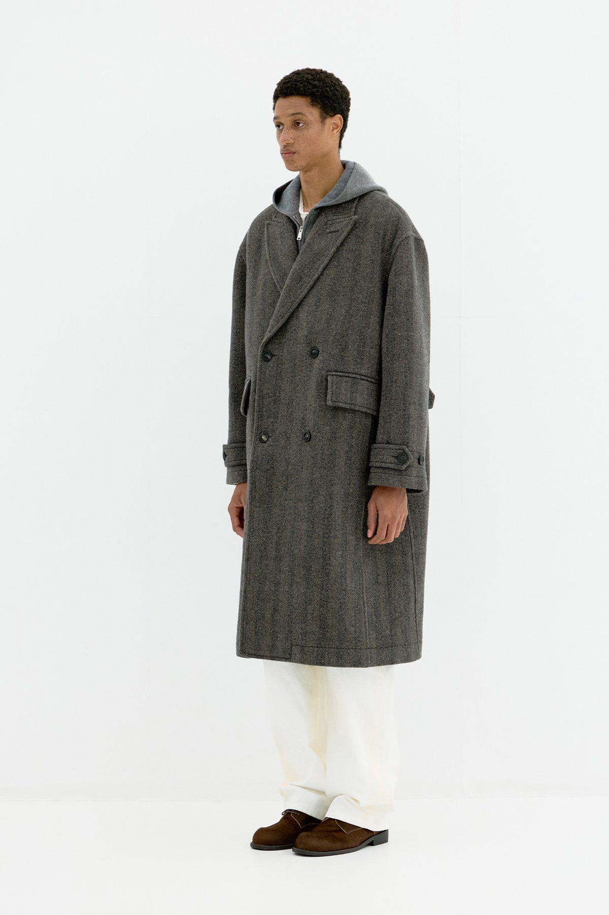 Coor - Classy Herringbone Twill Heavy Coat (Melange Brown) product image 3 | TRAB K-Fashion Australia