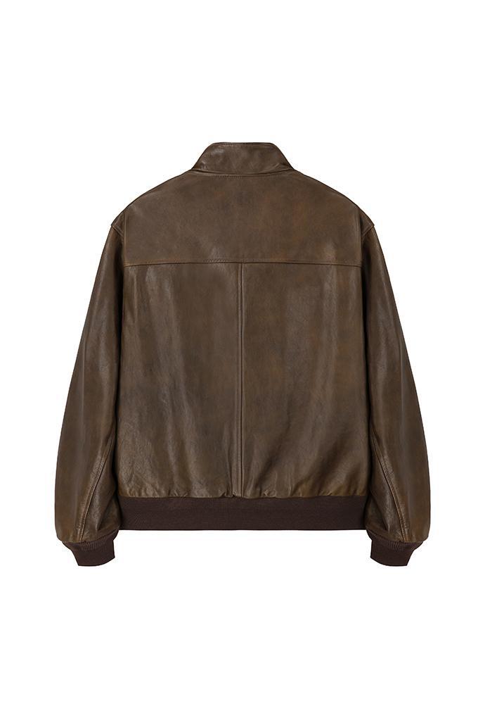 Art if acts - Stand Collar Leather Blouson Italy Vegetable Leather (Cloud Brown) product image 8 | TRAB K-Fashion Australia