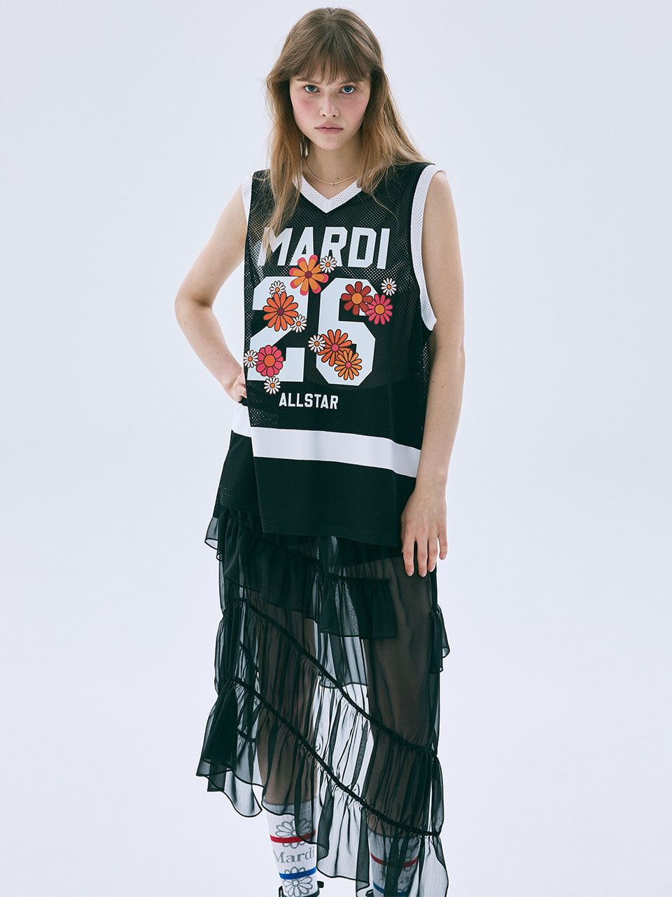 Mardi Mercredi - Mesh Jersey Top Sleeveless Blossom (Black) product image 1 | TRAB K-Fashion Australia