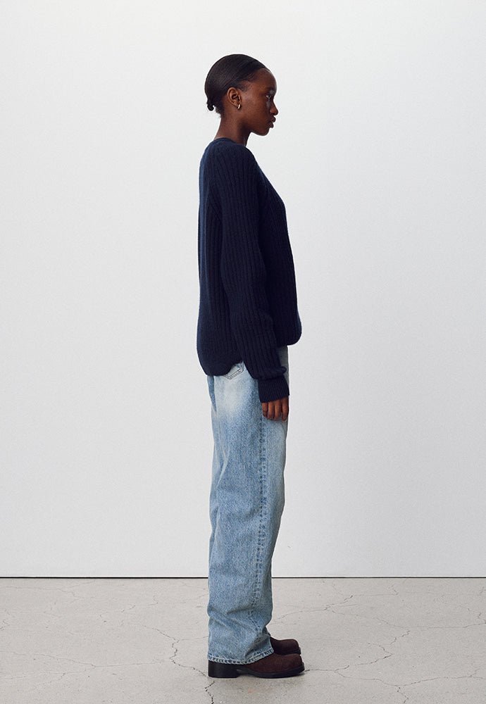 Tonywack - Wool And Cashmere Raglan Zip Sweater (Dark Navy) product image 3 | TRAB K-Fashion Australia