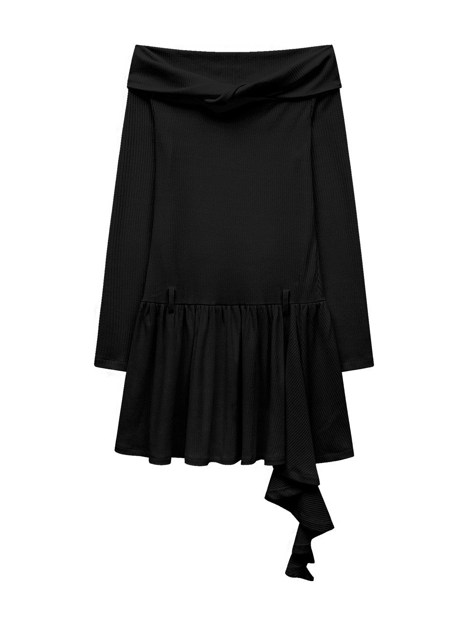 Margarin Fingers - Off Shoulder Ruffle Dress (Black) product image 2 | TRAB K-Fashion Australia