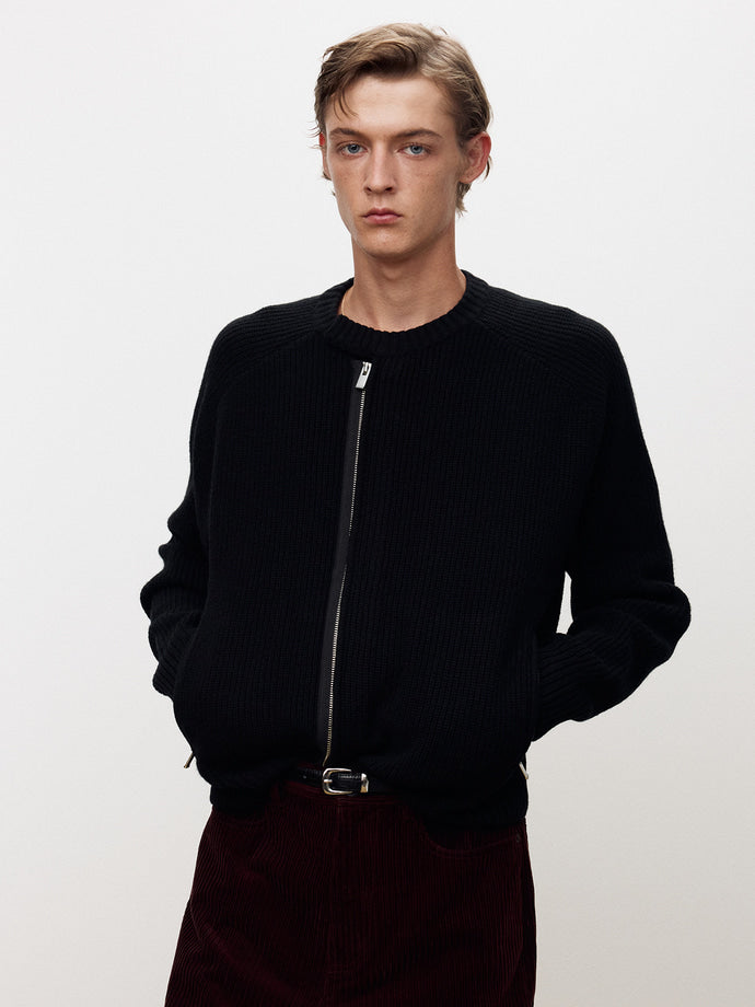 Tonywack - Merino Wool Knitted Zip-Up Jumper (Black) product image 5 | TRAB K-Fashion Australia