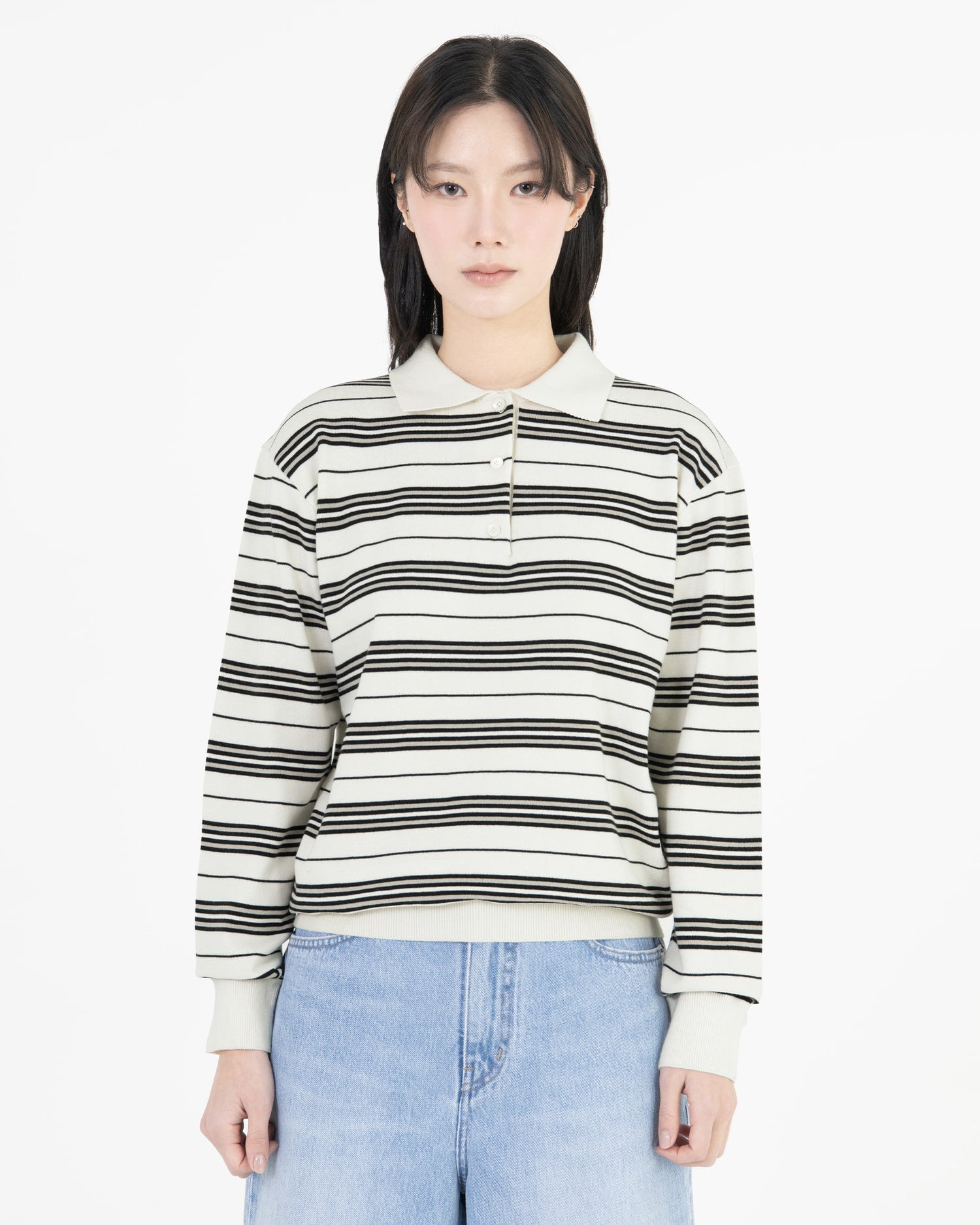 Brownyard - Stripe Knit Pique (Ivory) product image 1 | TRAB K-Fashion Australia