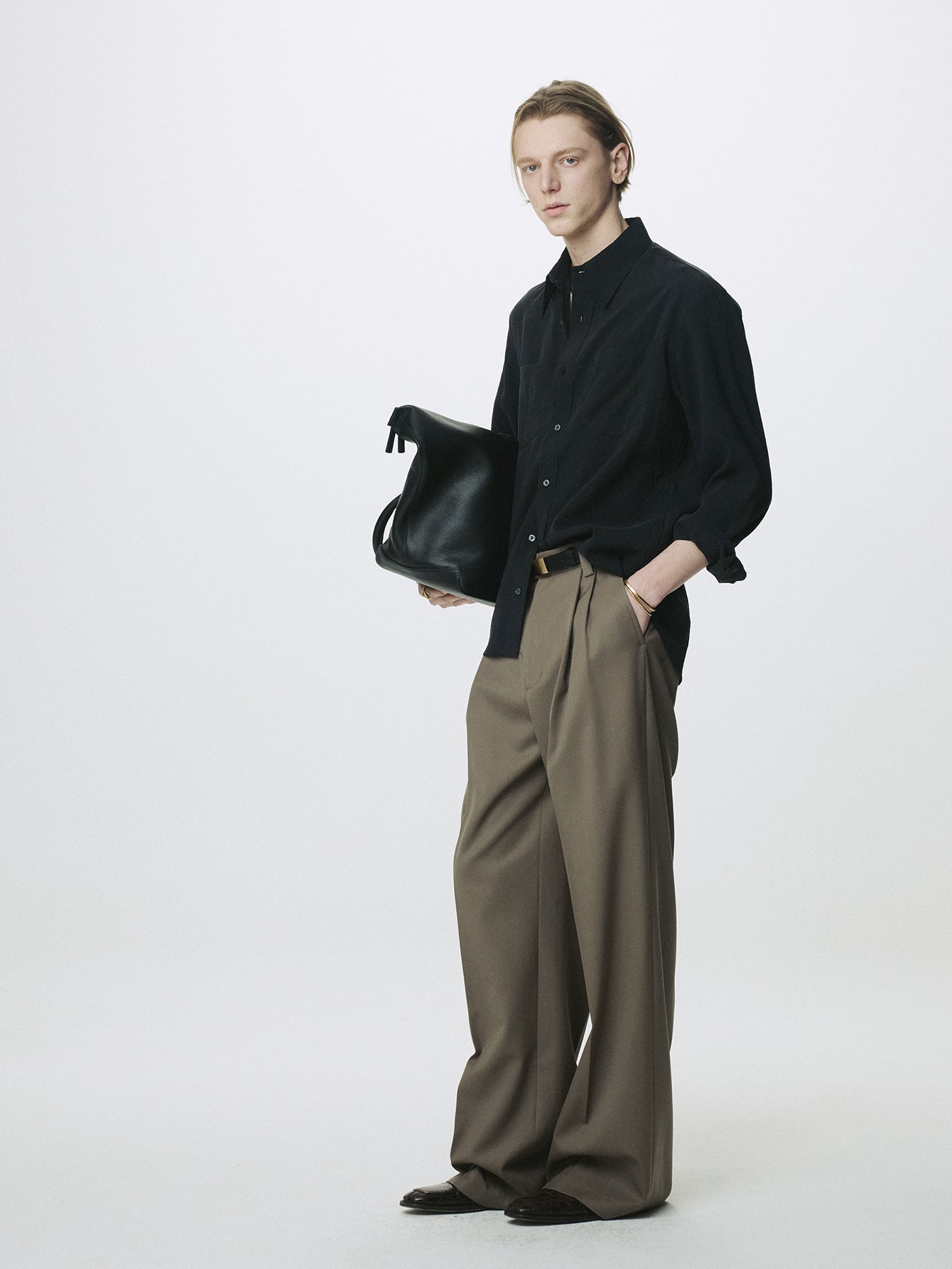 Tonywack - Wool Double Pleats Extra-Wide Trousers (Taupe) product image 3 | TRAB K-Fashion Australia