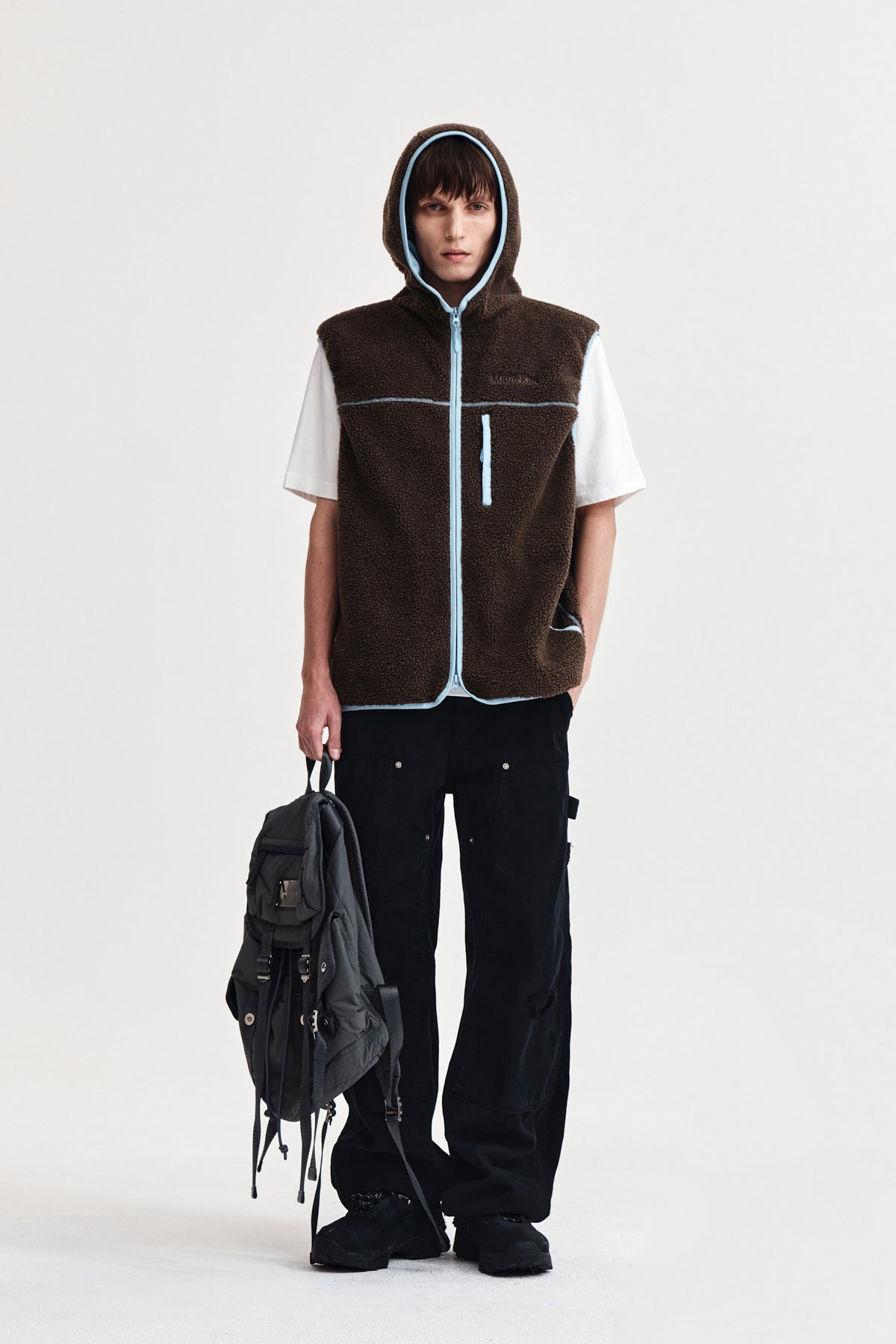 Matin Kim - Fleece Hoody Vest (Dark Brown) product image 13 | TRAB K-Fashion Australia