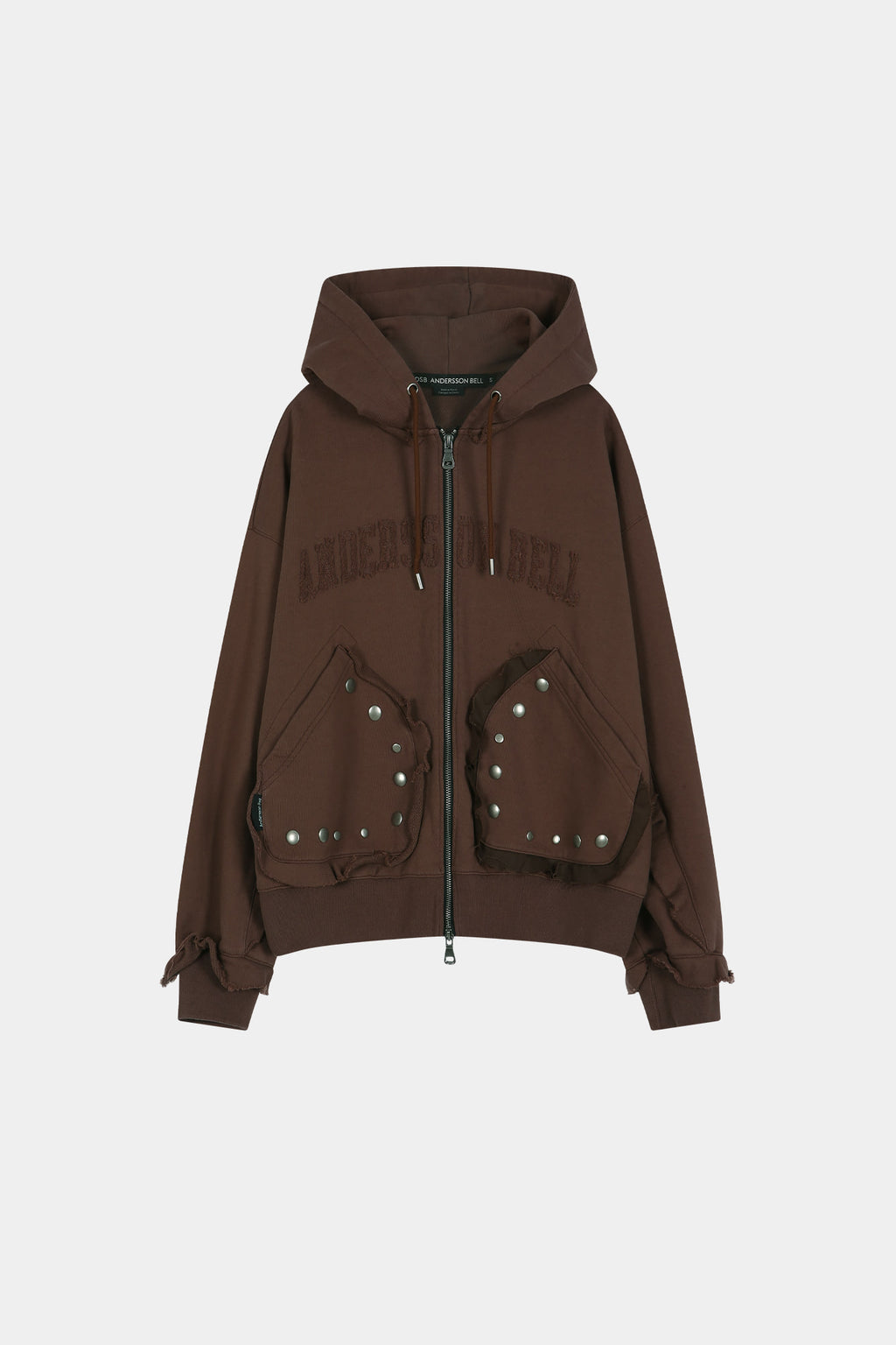 Andersson Bell - Raw-Cut Studded Zip-Up Hoodie (brick) (Brick) product image 7 | TRAB K-Fashion Australia
