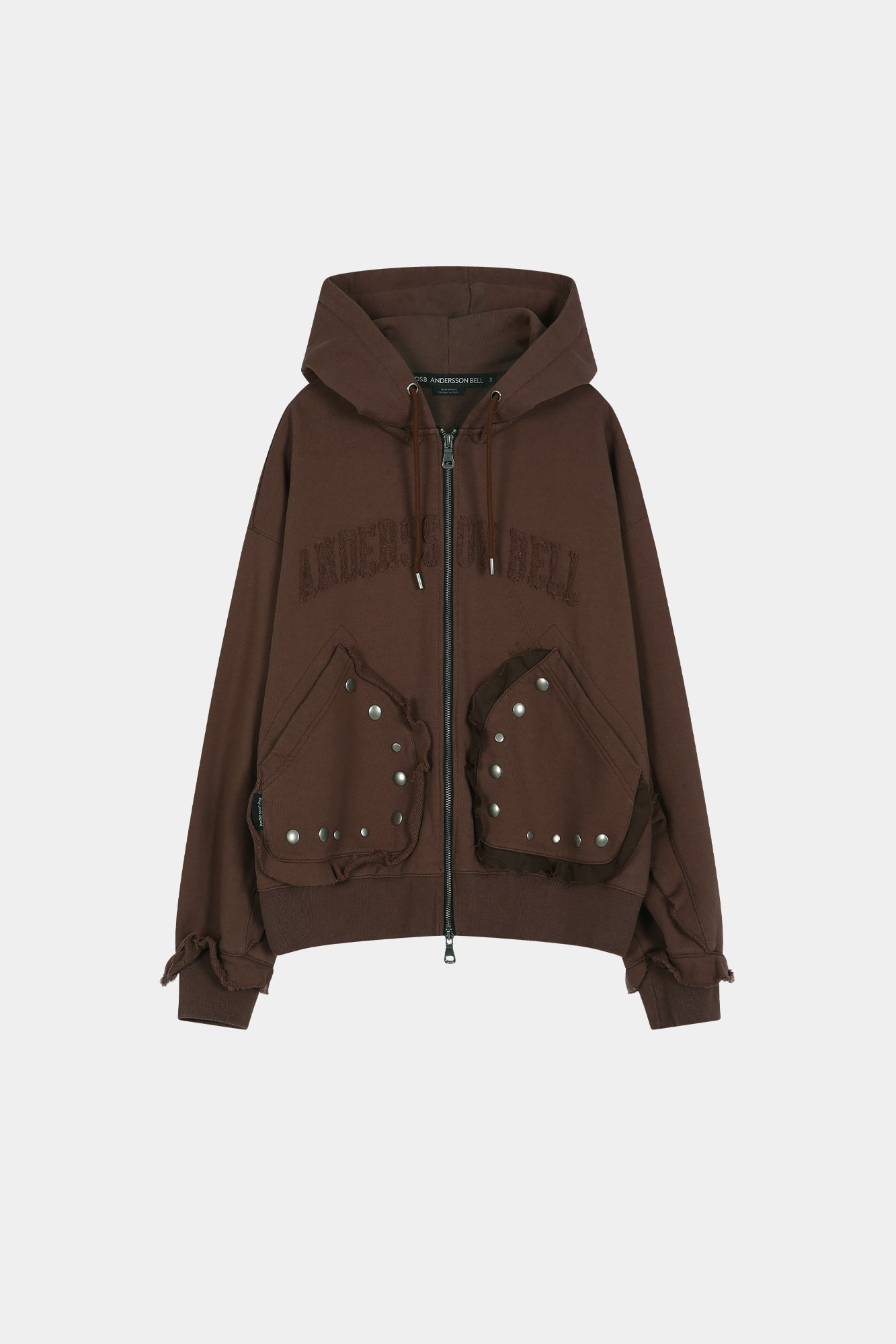 Andersson Bell - Raw-Cut Studded Zip-Up Hoodie (brick) (Brick) product image 7 | TRAB K-Fashion Australia