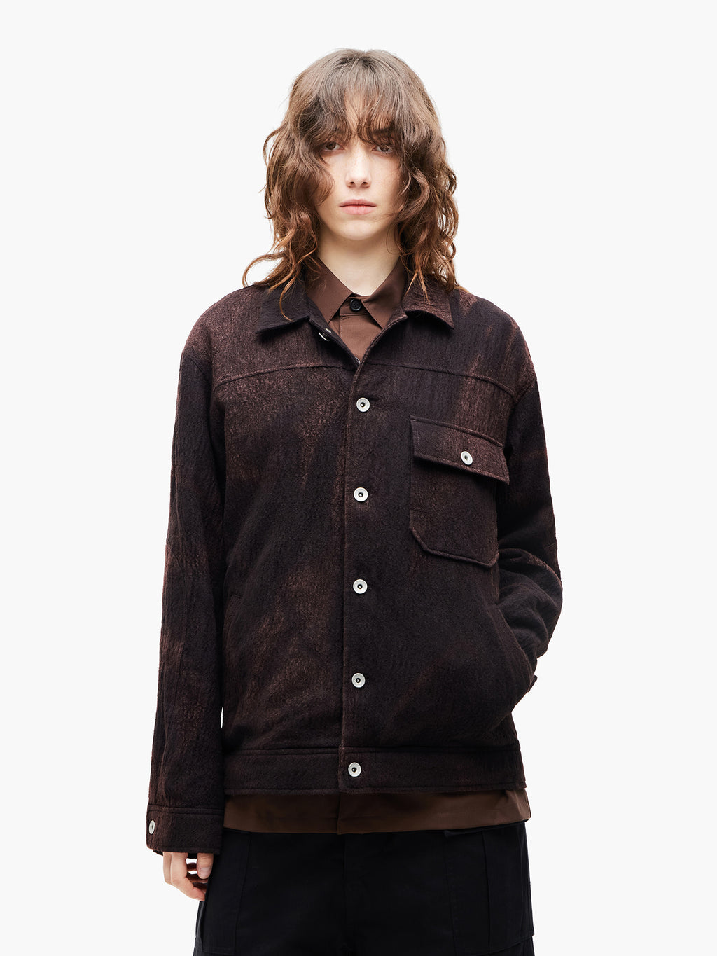 Jiyong Kim - Sun-Bleached Wool Trucker Jacket (Black) product image 4 | TRAB K-Fashion Australia