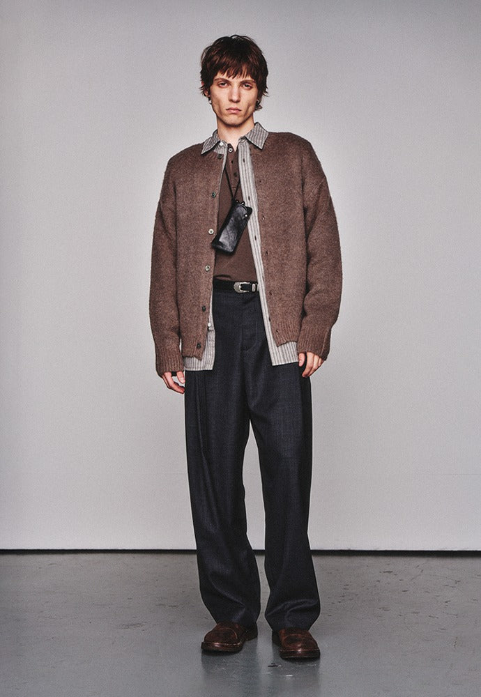 Art if acts - Mohair Round Neck Cardigan (Light Grey) product image 1 | TRAB K-Fashion Australia